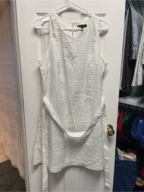 Banana Republic White Eyelet Sleeveless Mini Dress with Waist Tie